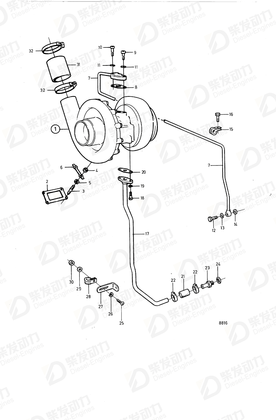 volvo penta Turbocharger 846634 Drawing volvo penta Turbocharger 846634 Drawing